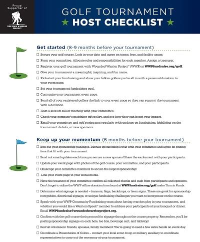 golf tournament preparation checklist.